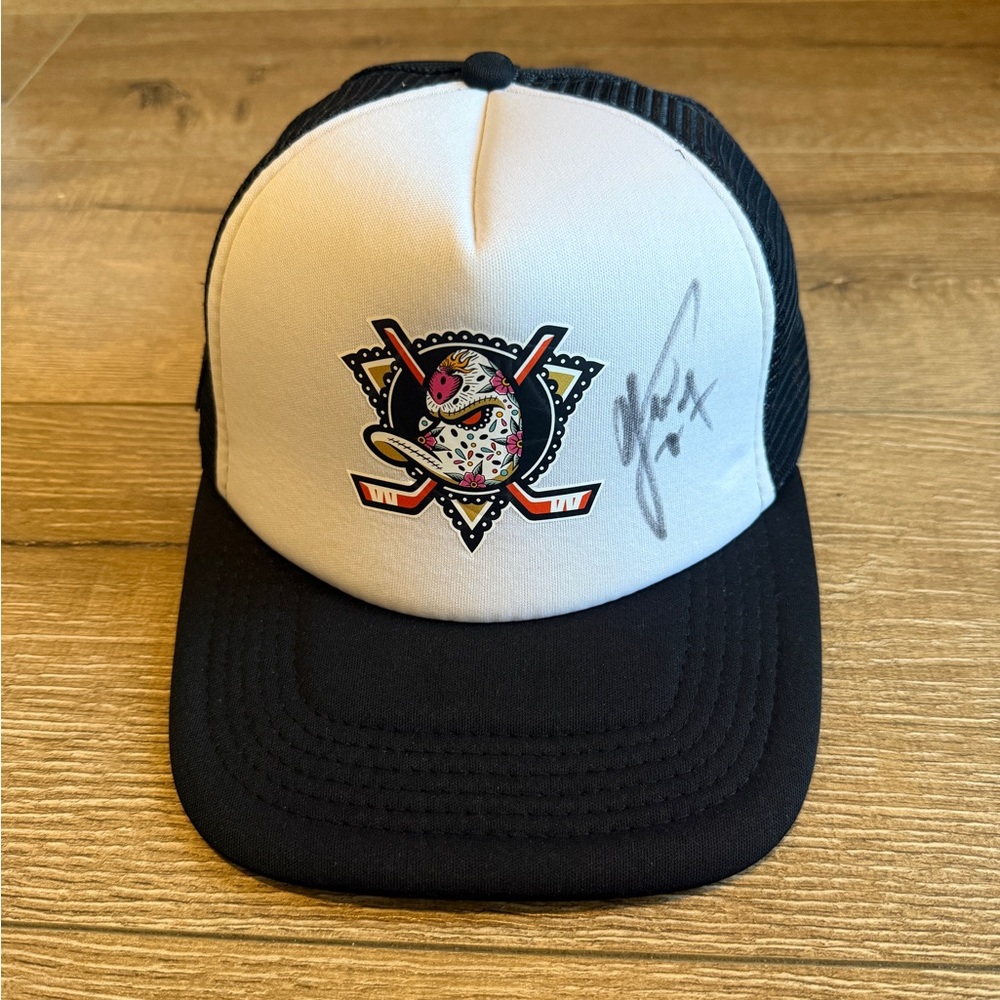 Anaheim Ducks Promo Hat | Herdez Salsa Trucker Snapback | Signed Radko Gudas